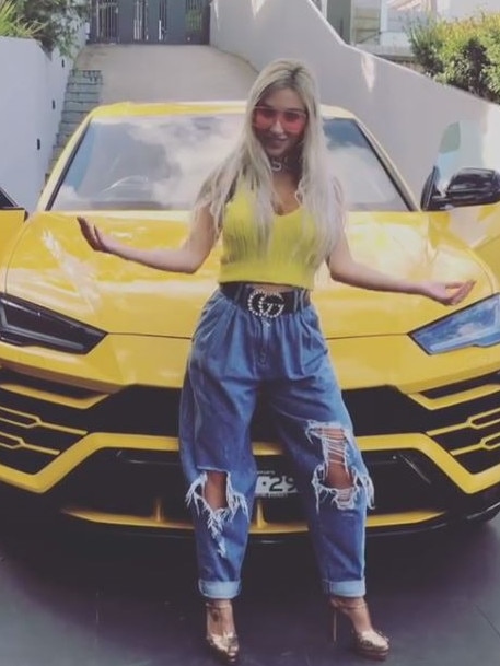 Nissywas given a bright yellow lamborghini for her birthday.