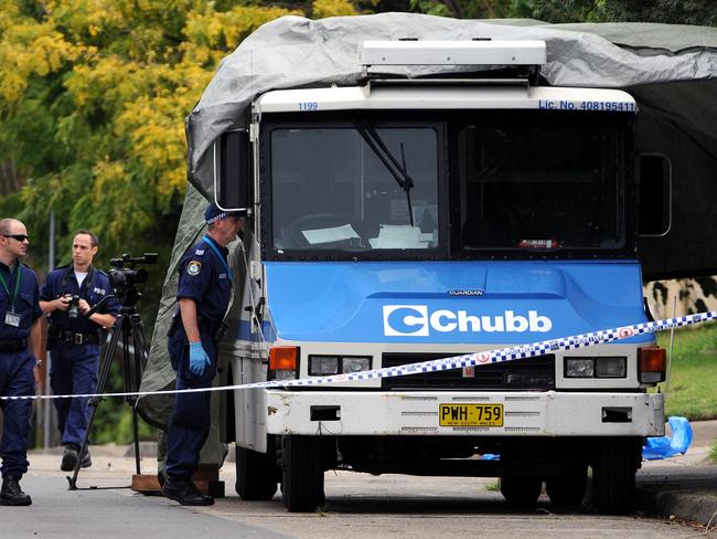 Armed thieves ambushed an armoured security van at the Chubb Security Services depot on Mowbray Rd, Lane Cove in 2009.