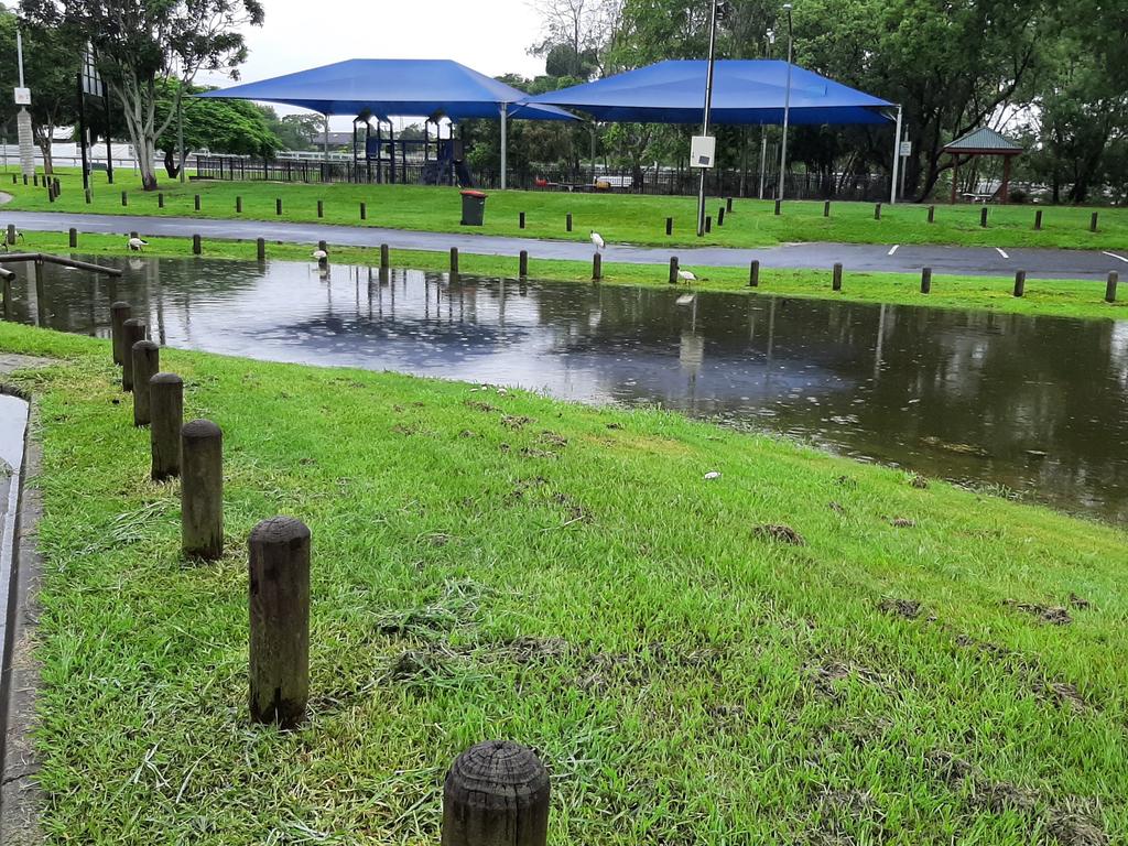 Centenary Lakes Caboolture after 94mm of rain fell in 24 hours. February 13, 2020. Picture: Erin Smith.