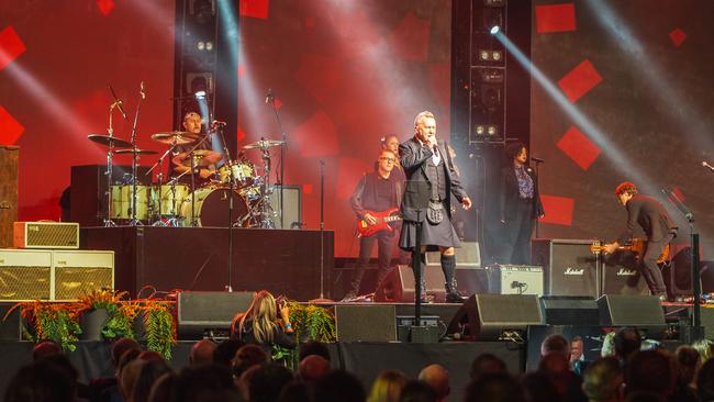 Jimmy Barnes and family perform at Michael Gudinski's State Memorial Service. Picture: Mushroom