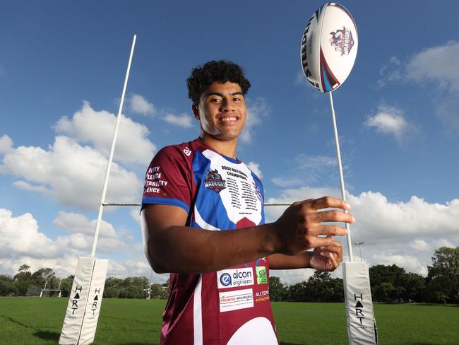 Schoolboy Laulato Salei who has come from Alice Springs to try his luck at playing in the Langer Trophy, Wavell Heights. Picture: Liam Kidston