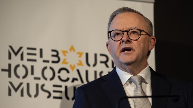 Prime Minister Anthony Albanese speaks at the opening of the Melbourne Holocaust Museum. Picture: Nicki Connolly