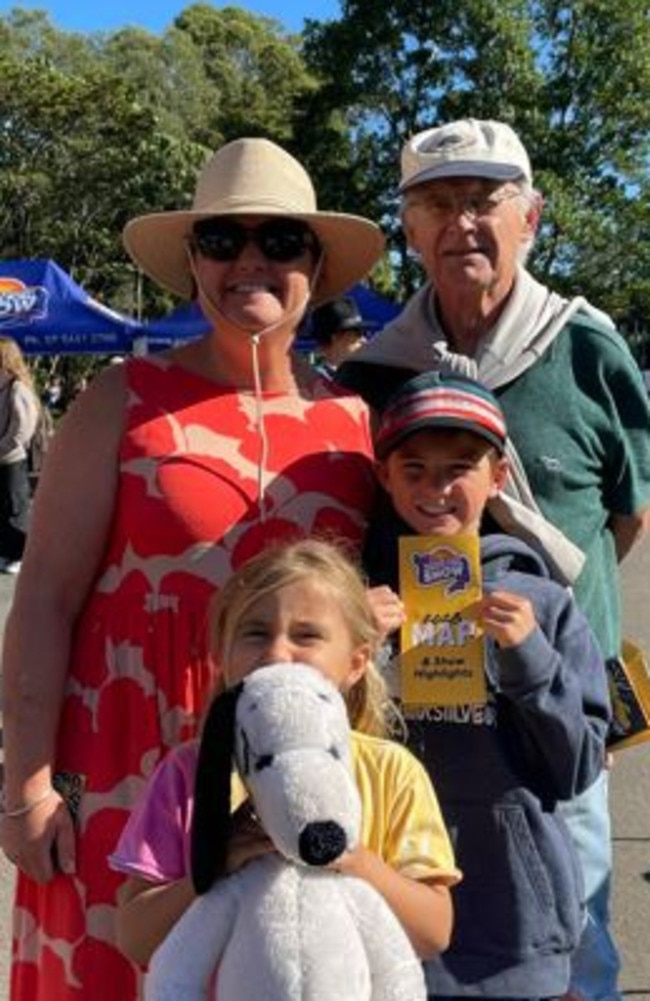 Julia Habor and Phil Small with Flynn and Pippa at the Sunshine Coast Agricultural Show 2023.