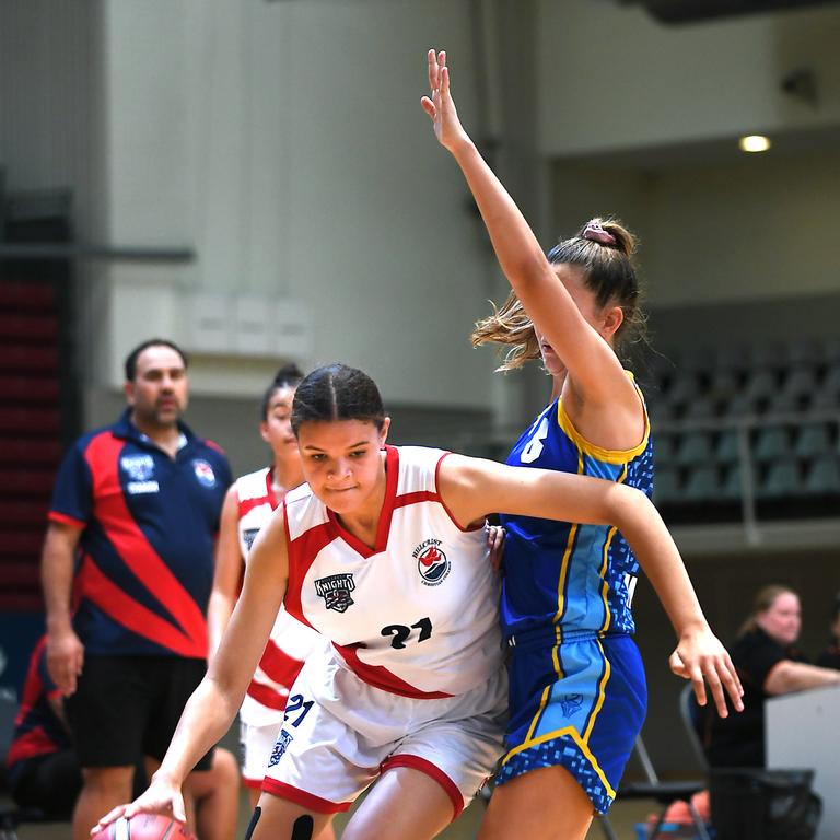 Hillcrest Christian College player Shorna Preston. Girls final. St Margarets Mary's College vs Hillcrest Christian College. Finals for Qld Schools Basketball Championships. Sunday September 22, 2019. (AAP image, John Gass)