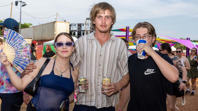Cailei, Blake and Trent at the Bass in the Grass 2025. Picture: Pema Tamang Pakhrin