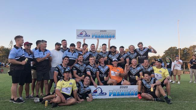 VICTORIOUS: Ballina Seagulls Rugby League Club celebrate winning back to back premierships when they defeated Marist Brothers in the NRRRL Gold A-Grade grand final on Saturday. Photo: Alison Paterson