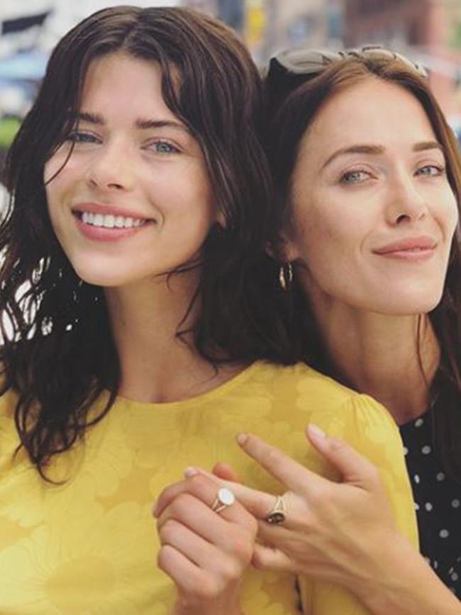 Just a month ago, he split from his wife Kate Fowler, right, pictured with her sister, Victoria’s Secret model Georgia. Picture: Instagram/@kateloufleur