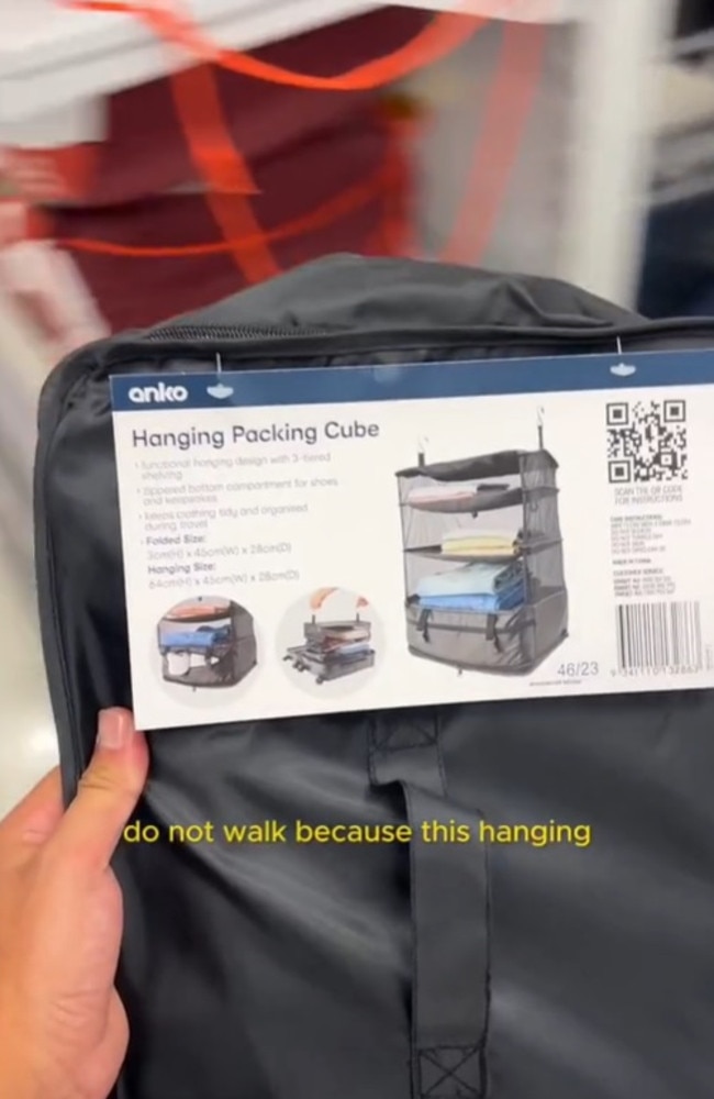 Shoppers have discovered Kmart’s Hanging Packing Cube – and they’re obsessed. Picture: TikTok/franciscolikes2disco