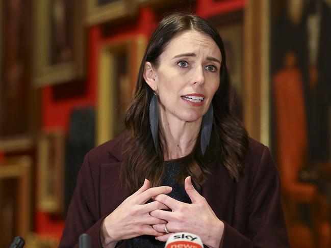 WELLINGTON, NEW ZEALAND - MAY 28: Prime Minister Jacinda Ardern speaks to media during a press conference at the Museum of New Zealand, Te Papa, on May 28, 2020 in Wellington, New Zealand. Prime Minister Jacinda Ardern announced a $95 million recovery package for New Zealand's museums and cultural trusts due to the impact of the coronavirus related recession. $25m will go to the national arts development agency, Creative New Zealand and $18m will go to Te Papa to continue operating. Heritage New Zealand will receive $11.3m, and the Antarctic Heritage Trust will receive $1.4m. Te Papa Museum was closed on 20 March 2020 in response to the COVID-19 pandemic and subsequent government restrictions imposed to stop the spread of coronavirus in New Zealand. The 68-day closure was the longest in the museum's history.  (Photo by Hagen Hopkins/Getty Images)