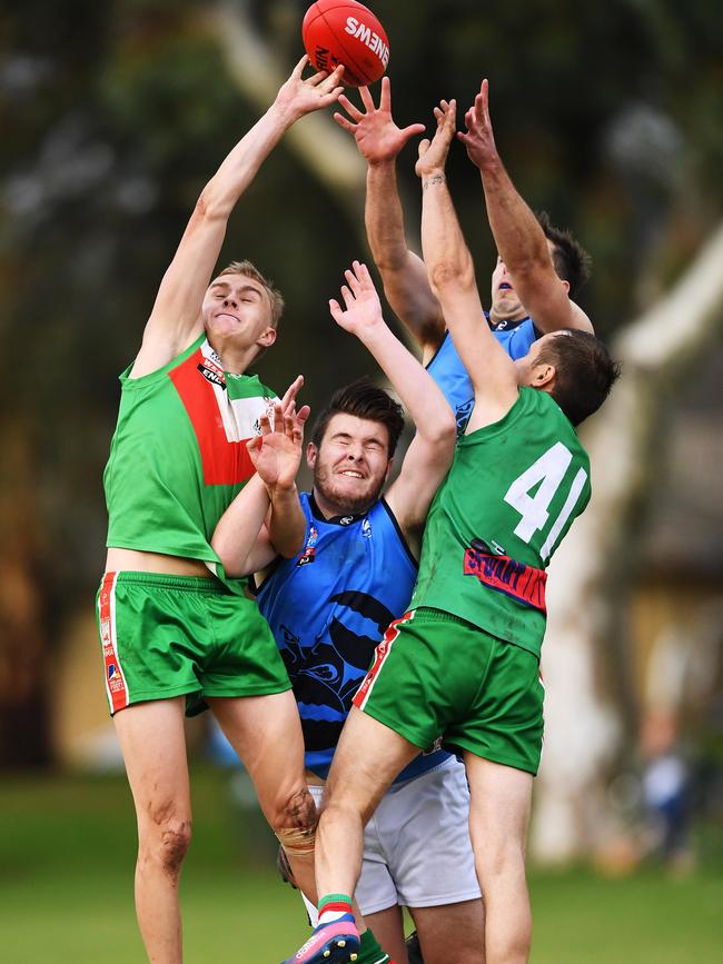 Mitchell Park and Flinders University appear doomed to end another campaign at the bottom of division seven. Picture: AAP/Mark Brake