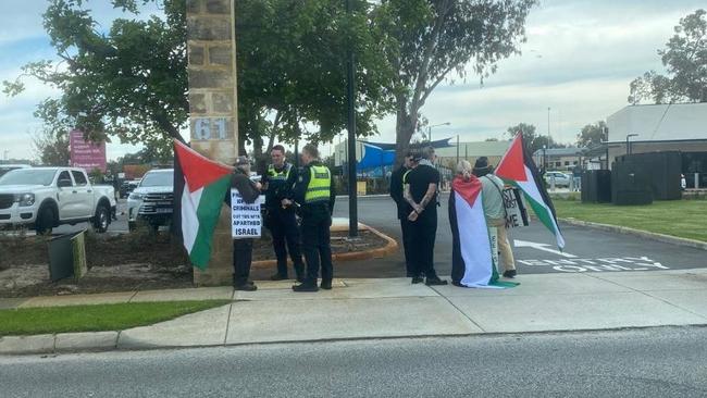 Pro-Palestine protestors have staged a rally outside a Jewish school in Perth. Picture: X