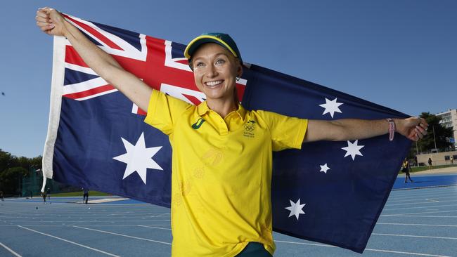 NCA . PARIS, FRANCEÃ July 23, 2024.  Paris Olympics Games.     Australian Athletic team media day in Montpellier. 1500 mtr runner Jessica Hull poses at todays media day    . Pic: Michael Klein