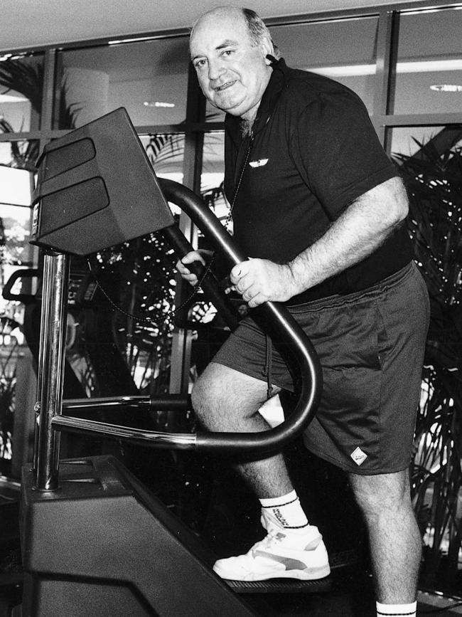 Max Christmas exercising on a step machine.