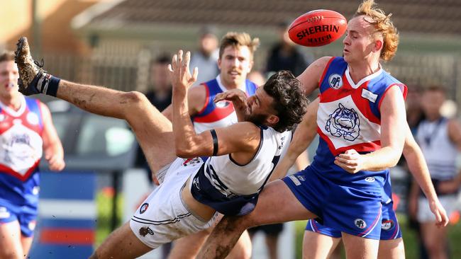 NFL footy: North Heidelberg v BundooraJohn Jorgensen for  Bundoora at the front of the pack.Picture: Stuart Milligan