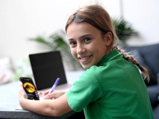 SYDNEY, AUSTRALIA - The Telegraph,
June 9, 2022: 
11 Year old  Scarlett Bullock preparing for her Kids News Short Story Writing Competition  in Manly.
Picture:  Jeremy Piper