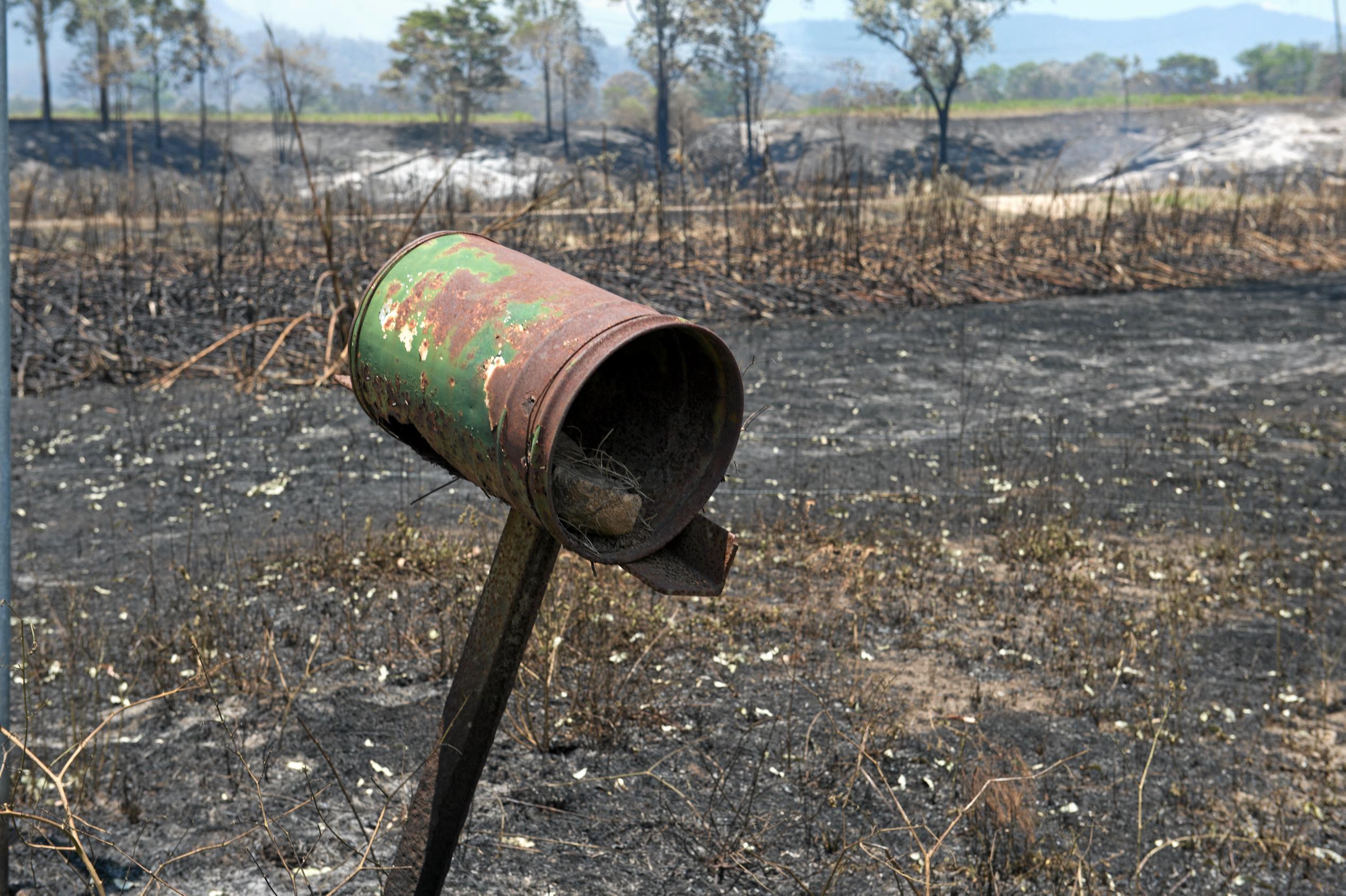 The letterbox at Blines Road where a home was destroyed by fire just outside of Finch Hatton. Picture: Emma Murray