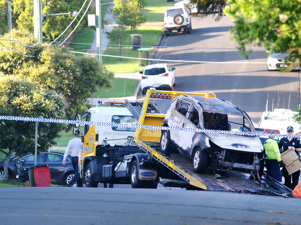 The horrific scene shocked locals in a Brisbane suburb. Picture: AAP image, John Gass.