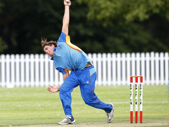 Liam Gammone bowling for Greater Illawarra.  North Coastal v Greater Illawarra. Bradman Cup Cricket.  Round Four. Picture: John Appleyard