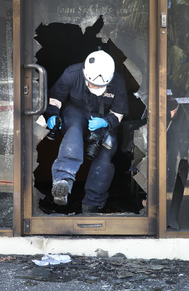 A tobacco shop and accountants’ office were damaged in a suspected fire bombing in Station St, Oakleigh last September. Picture: David Crosling