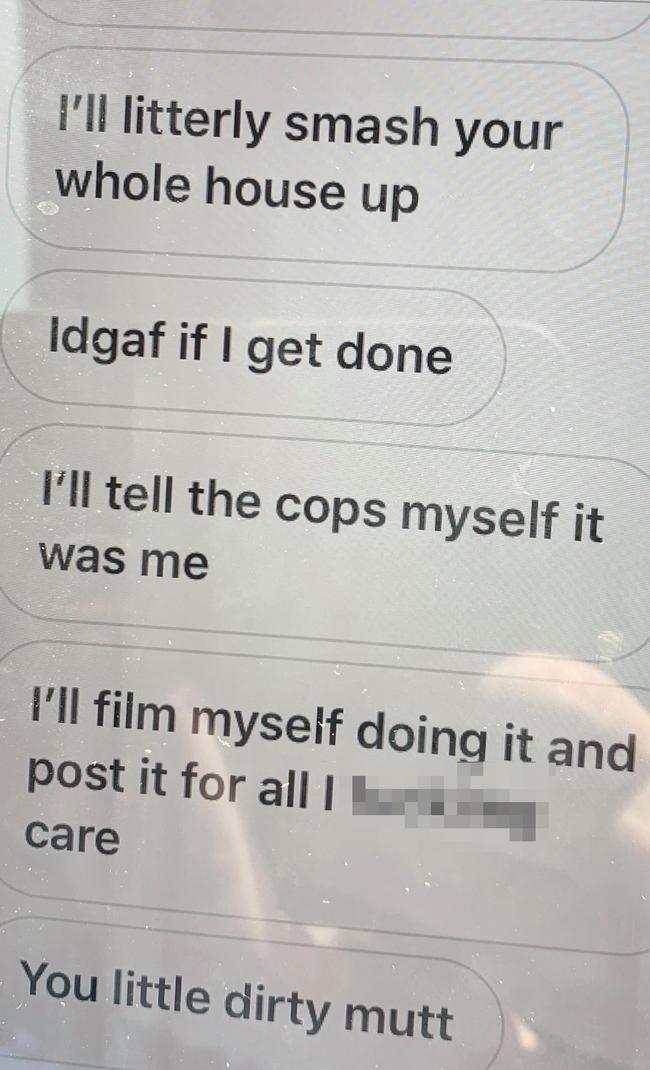 A text message from a member of one of the violent girl gangs wreaking havoc across Melbourne's southeast. Picture: Supplied