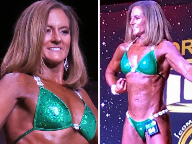 ****DO NOT USE PLEASE, PERMISSION FOR USE HAS NOT BEEN GIVEN*** Natalie Joyce (R) pictured competing in the in the iComplete Natural bodybuilding competition held in West New Lambton on Sunday, March 31, 2019. Picture sourced from the Instagram account of Joyce's coach, Kylie Steel - https://www.instagram.com/kasteelyfitness/.