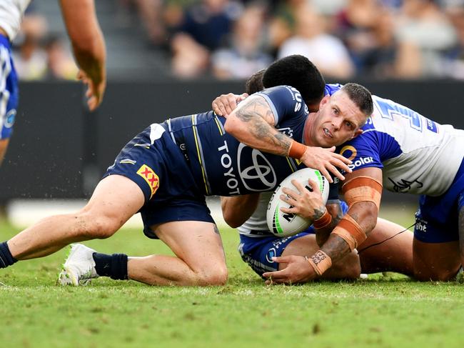 Ben Hampton. NRL; North Queensland Cowboys Vs Canterbury-Bankstown Bulldogs at Queensland Country Bank Stadium, Townsville. Picture: Alix Sweeney