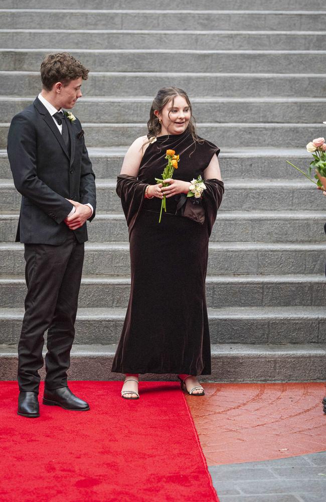 Isabella Poole and partner Darvall Fraser arrive at The Glennie School formal at Picnic Point, Thursday, September 12, 2024. Picture: Kevin Farmer