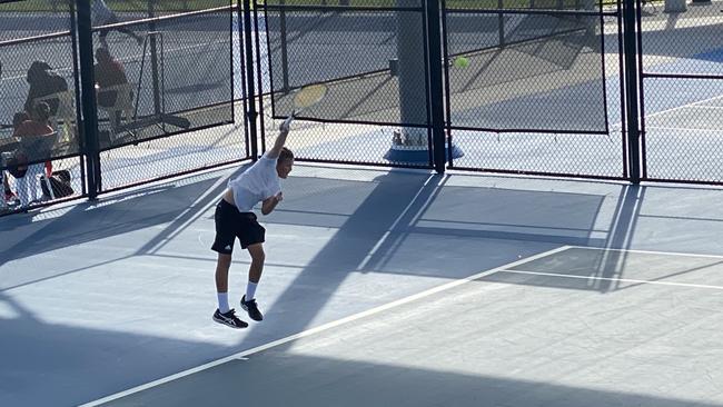 Joshua Wilson during one of his tennis tournament triumphs. Picture: Tonia Wilson