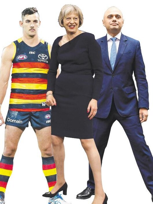 Possibly the first time ever that Taylor Walker, Theresa May and Sajid Navid have been pictured together in their trademark power poses.
