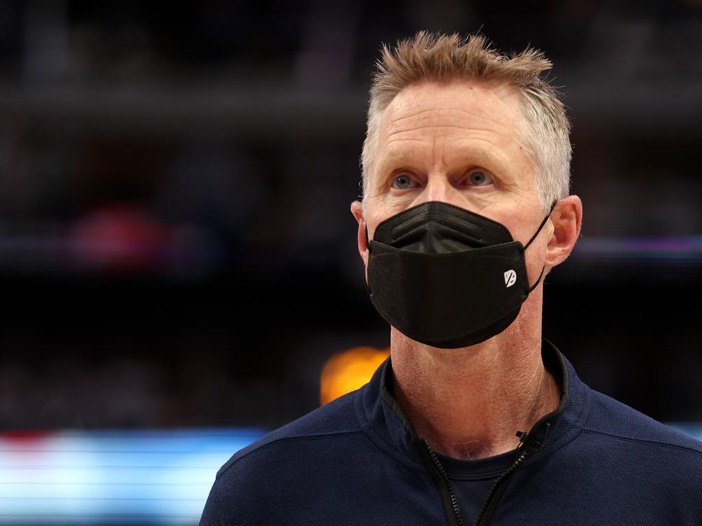 Golden State Warriors coach Steve Kerr was visibly shaken by the mass shooting in Uvalde, Texas, on Tuesday. Picture: Tom Pennington/Getty Images
