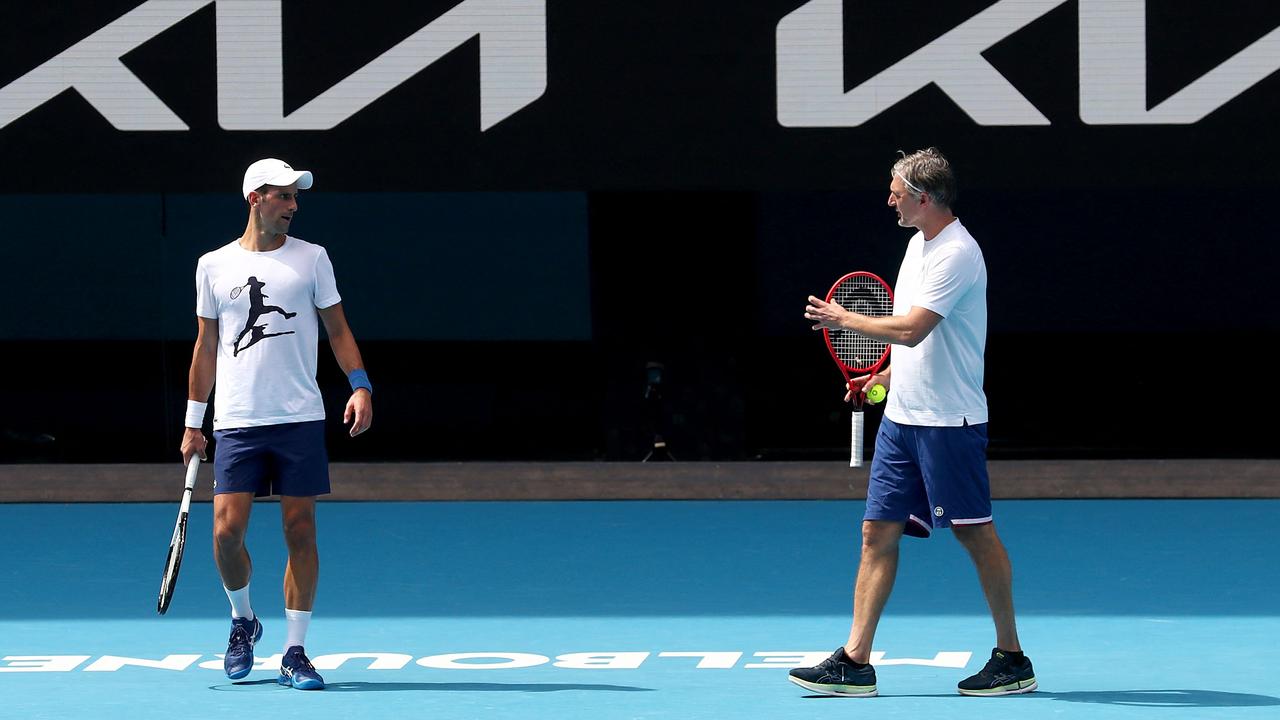 Djokovic with coach Goran Ivanisevic in Melbourne.