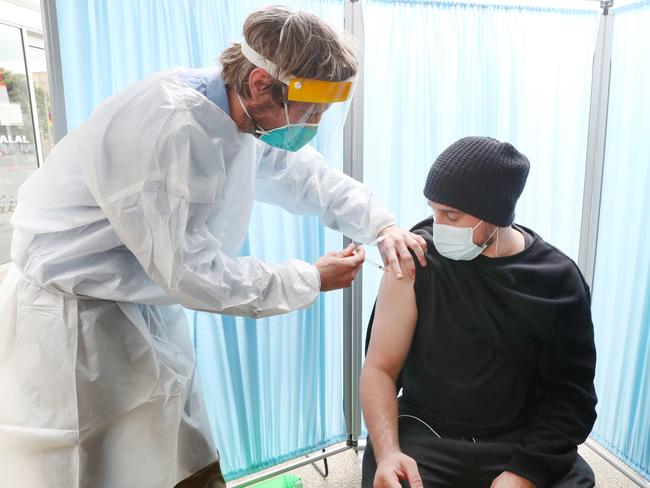 A man receives his Covid jab. Picture: David Crosling