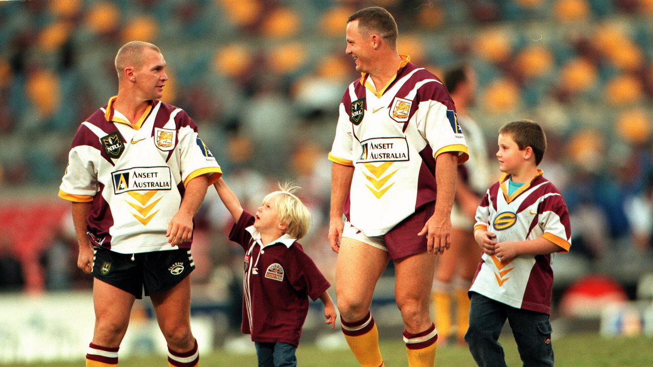 Allan Langer with Kevin Walters and young kids Billy (left) and Jack (right).