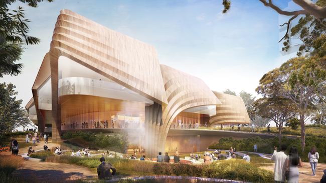 Artist’s impression of the Tarrkarri Indigenous art gallery. Picture: Diller Scofidio + Renfro and Woods Bagot