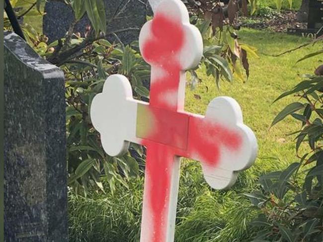 Grave was vandalised at Fawkner Memorial Park. Picture: supplied