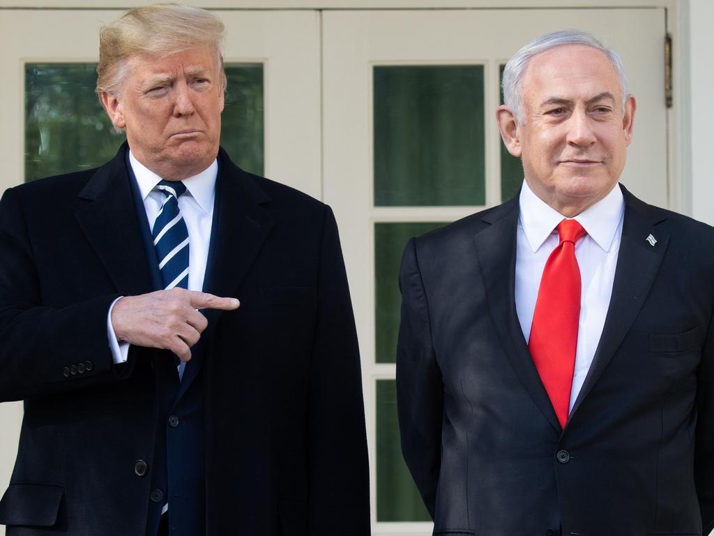 Donald Trump and Israeli Prime Minister Benjamin Netanyahu discussed the ‘Iran threat’ just this week. Picture: AFP