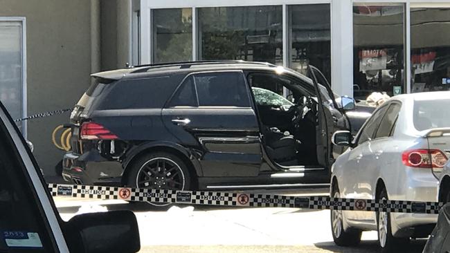 A black Mercedes 4WD sits in the carpark outside Fitness First in Rockdale. Picture: Toby Zerna