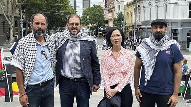 Victoria's Multicultural Commission Chair, Vivienne Nguyen, second from right, was in December photographed at the ‘sitintifada’ being held by pro-Palestine protesters on the steps of Victorian Parliament.