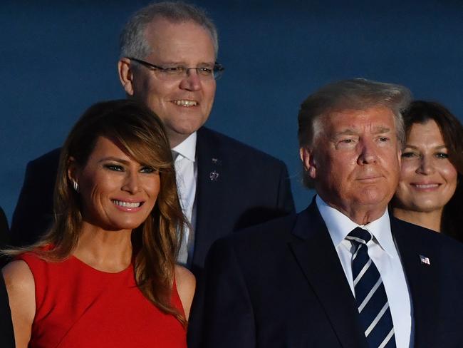 US President Donald Trump, wife Melania and Mr Morrison and wife Jenny. Picture: AAP