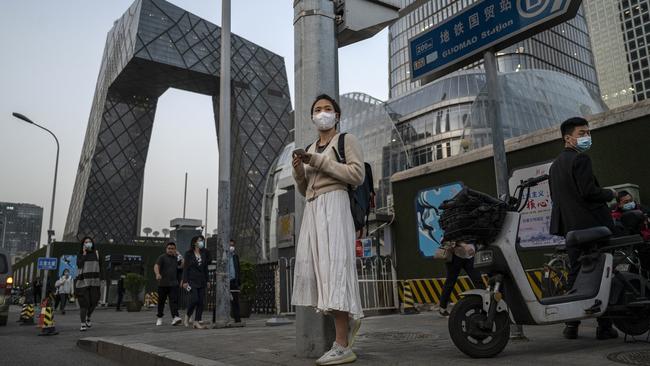 The evening rush hour in Beijing’s central business district on April 21. Picture: Getty Images