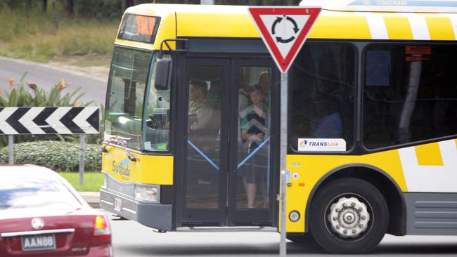 School buses packed in the city’s north. Picture: Luke Marsden.