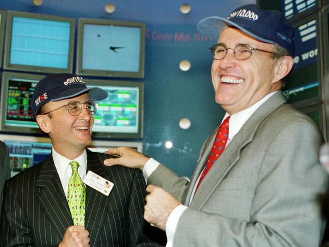 Richard Grasso then-chairman of the New York Stock Exchange with Giuliani during his time as Mayor.