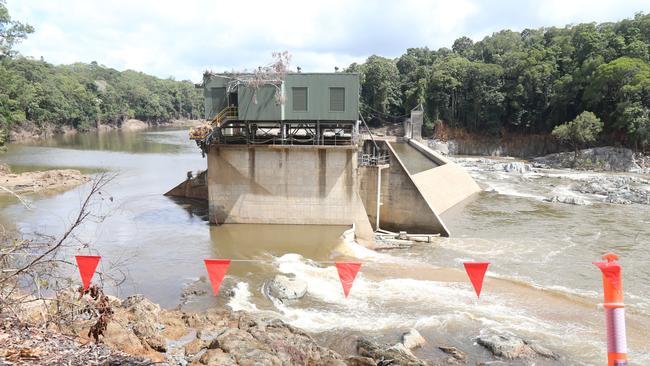 Flood damage to the CleanCo Barron River hydro scheme intake weir upstream of the falls near Kuranda. Picture: Peter Carruthers