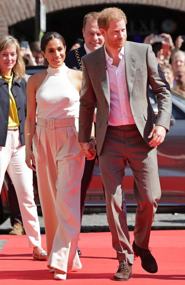 Meghan, Duchess of Sussex and Prince Harry, Duke of Sussex arrive at the town hall during the Invictus Games Dusseldorf 2023. Picture: Chris Jackson/Getty Images for Invictus Games Dusseldorf 2023