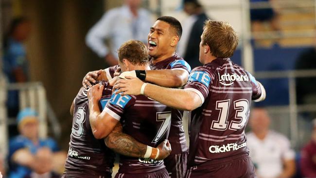 Sea Eagles players have formed a tight bond this season. Picture: Nigel; Hallett.