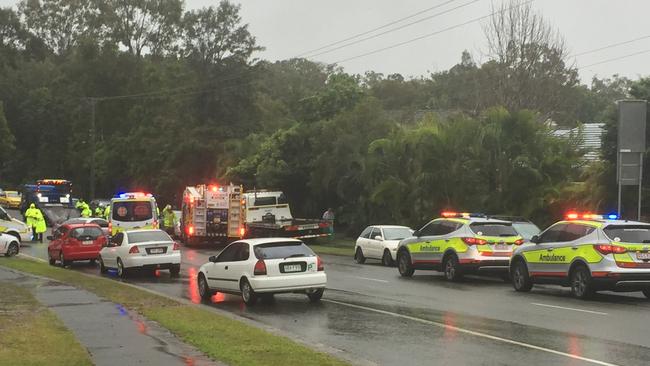 Emergency services at the scene of a crash in Southport.