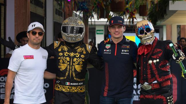 Red Bull's Max Verstappen and Sergio Perez ahead of this weekend’s Formula One Mexico Grand Prix. Picture: CLAUDIO CRUZ / AFP