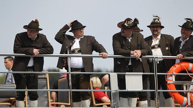 Entertainers help launch APT’s latest ship, the MS AmaReina, in Vilshofen, Germany.