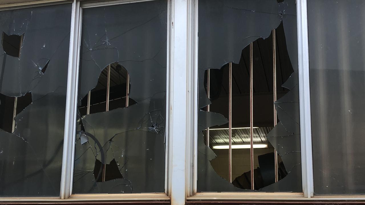 Vandals smashed windows at Betros Bros Annand St property.