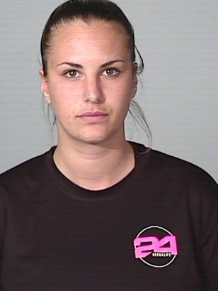 Monique Agostino in police custody. Picture: NSW Police